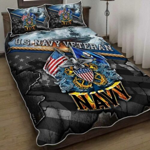 United States Navy Veteran Quilt Bedding Set UXVET50BD
