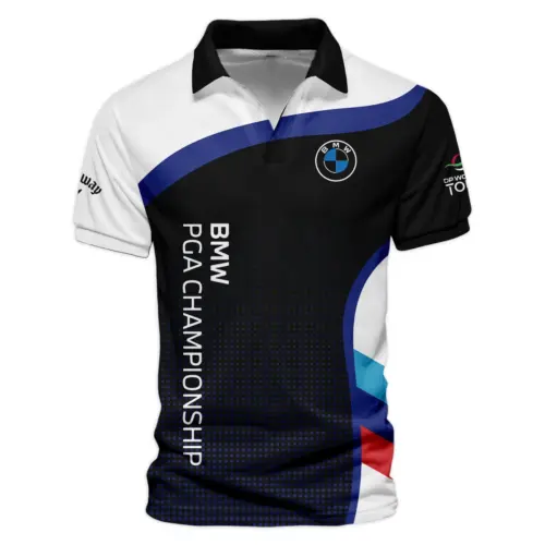 V-neck Polo Shirt Callaway BMW PGA Championship Black Background Halftone Blue Red UXGL177-CL
