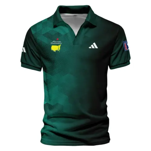 Golf Pattern Stars Dark Green Masters Tournament Adidas Vneck Polo Shirt Style Classic Polo Shirt For Men