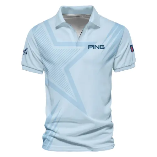 Update Logo 2025 PGA Championship Golf Star Line Pattern Light Blue Ping Vneck Polo Shirt Style Classic Polo Shirt For Men