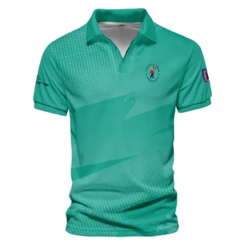 Cobra Golf Updated Logo 125th U.S. Open Green Dark Blue Gradient Abstract Yellow Vneck Polo Shirt Style Classic