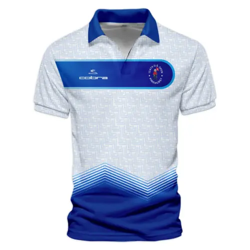 Updated Logo 125th U.S. Open Cobra Golf  Blue Red Golf Pattern White Flag Vneck Polo Shirt Style Classic