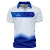 Updated Logo 125th U.S. Open Blue Gradient Pattern White  Cobra Golf Vneck Polo Shirt Style Classic
