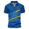 Cobra Golf Updated Logo 125th U.S. Open Blue Yellow Mix Pattern Vneck Polo Shirt Style Classic