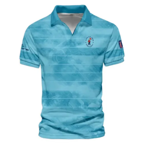 Cobra Golf Updated Logo 125th U.S. Open Green Dark Blue Gradient Abstract Yellow Vneck Polo Shirt Style Classic