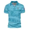 Cobra Golf Updated Logo 125th U.S. Open Blue Abstract Background Line Vneck Polo Shirt Style Classic