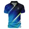 Cobra Golf Updated Logo 125th U.S. Open Green Dark Blue Gradient Abstract Yellow Vneck Polo Shirt Style Classic