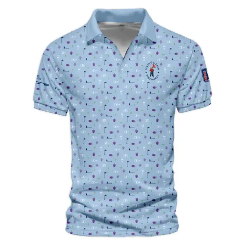 Cobra Golf Updated Logo 125th U.S. Open Green Dark Blue Gradient Abstract Yellow Vneck Polo Shirt Style Classic