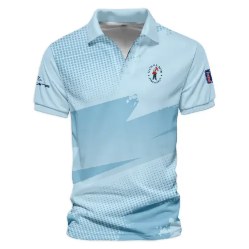 Cobra Golf Updated Logo 125th U.S. Open Blue Abstract Background Line Vneck Polo Shirt Style Classic