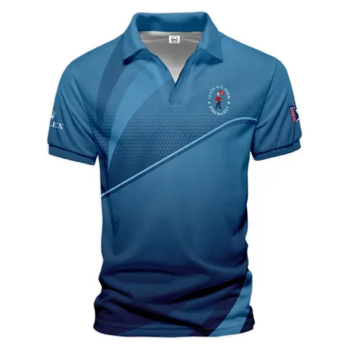 Updated Logo 125th U.S. Open Dark Blue Gradient Background Rolex Vneck Polo Shirt Style Classic