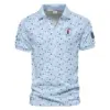 Updated Logo 125th U.S. Open Light Blue Golf Purple Patern Background Callaway Vneck Polo Shirt Style Classic