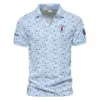 Updated Logo 125th U.S. Open Light Blue Golf Purple Patern Background Rolex Vneck Polo Shirt Style Classic