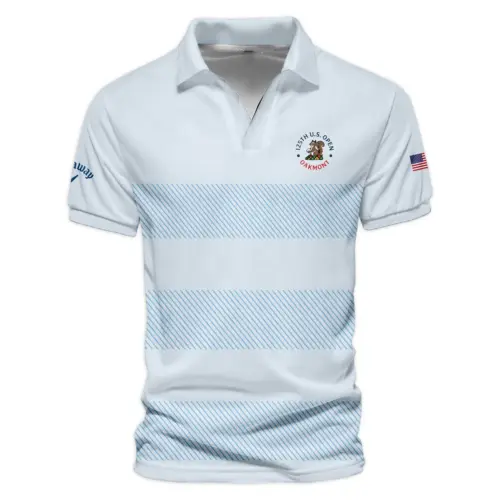 V-neck Polo Shirt Callaway 125th US Open Championship Light Blue Background Line Blue UXGL171