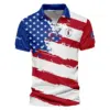 Updated Logo 125th U.S. Open Ping US Flag Blue Red Stars Vneck Polo Shirt Style Classic Polo Shirt For Men