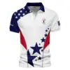U.S Open Trophy Pattern Light Blue Updated Logo 125th U.S. Open Ping Vneck Polo Shirt Style Classic Polo Shirt For Men