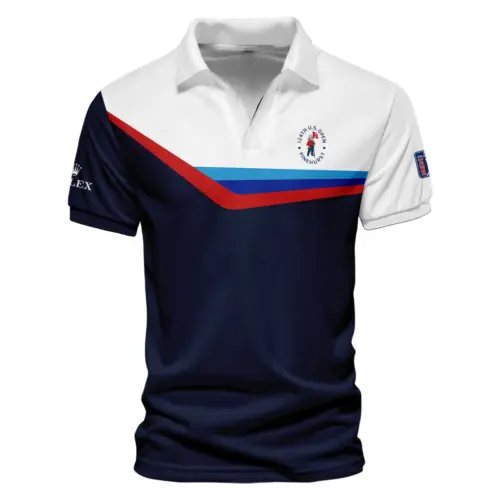 Updated Logo 125th U.S. Open Golf Blue Red Line White Pattern Rolex Vneck Polo Shirt Style Classic Polo Shirt For Men