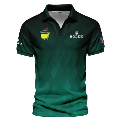 Gradient Dark Green Geometric Pattern Masters Tournament Rolex Vneck Polo Shirt Style Classic Polo Shirt For Men UXGL185-RL