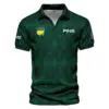 Green Fabric Ikat Diamond pattern Masters Tournament Rolex Vneck Polo Shirt Style Classic Polo Shirt For Men