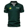 Dark Green Pattern In Retro Style With Logo Masters Tournament Callaway Vneck Polo Shirt Style Classic Polo Shirt For Men UXGL169