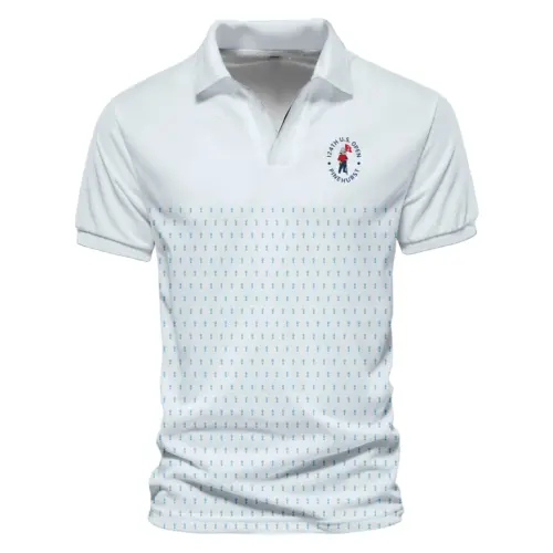 U.S Open Trophy Pattern Light Blue Updated Logo 125th U.S. Open Titleist Vneck Polo Shirt Style Classic Polo Shirt For Men