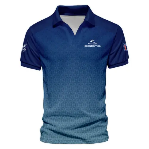 Updated Logo 125th U.S. Open Cobra Golf  Dark Blue Line Pattern Vneck Polo Shirt Style Classic