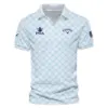 Golf Sport Pattern Light Blue Style Update Logo 2025 PGA Championship Rolex Vneck Polo Shirt Style Classic