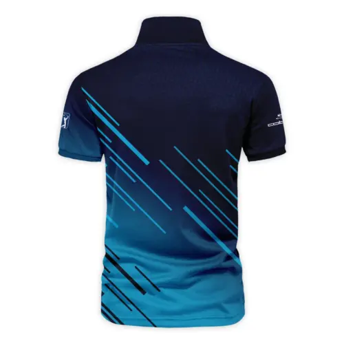 Updated Logo 125th U.S. Open Cobra Golf  Dark Blue Line Pattern Vneck Polo Shirt Style Classic