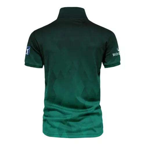 Gradient Dark Green Geometric Pattern Masters Tournament Rolex Vneck Polo Shirt Style Classic Polo Shirt For Men UXGL185-RL